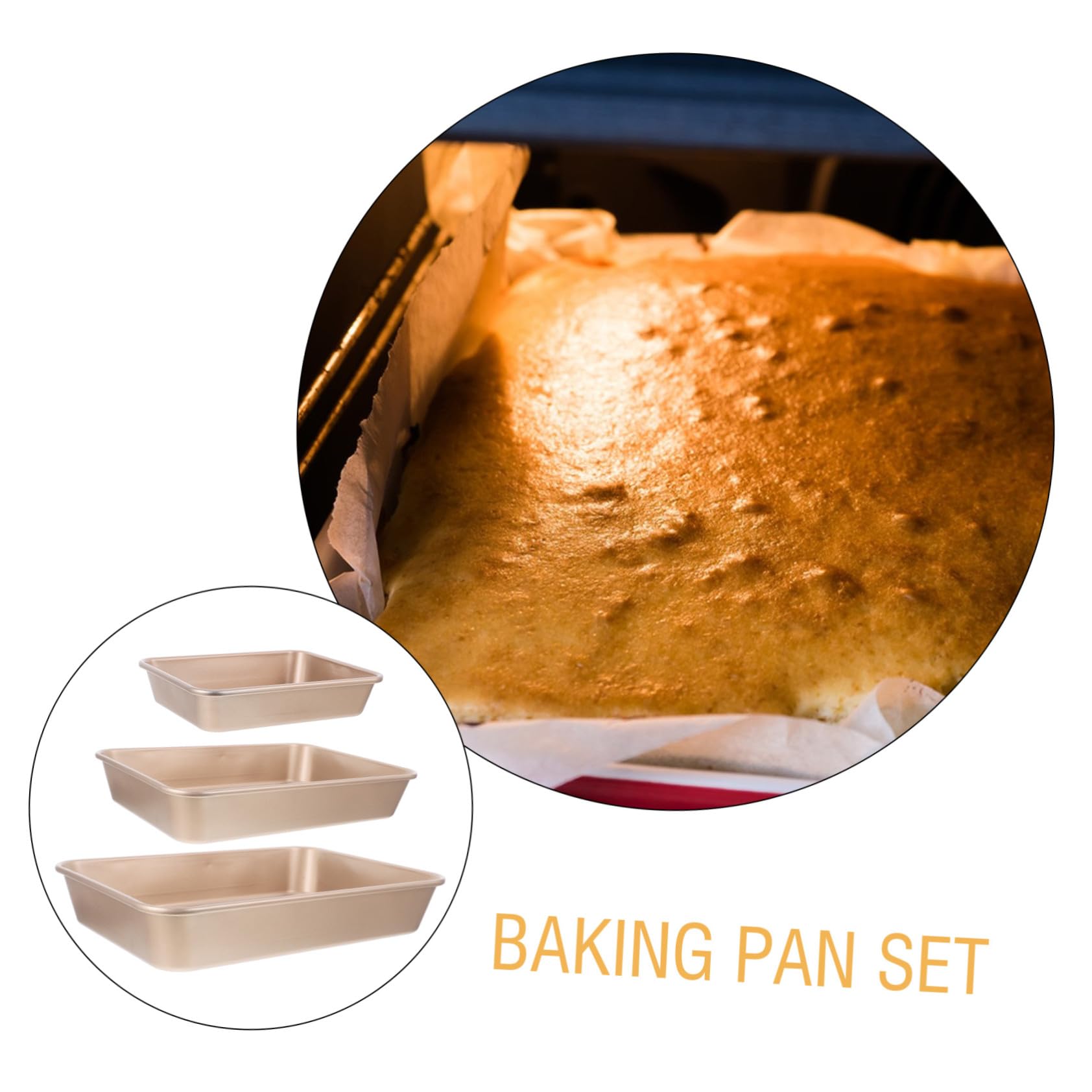 Cabilock 3 Pièces Lot de Plaques Four Profondes Acier avec Revêtement Antiadhésif Moules Pâtisserie Rectangulaires Dorés pour Lasagnes Brownies et Gâteaux Cuisson Uniforme et Nettoyage