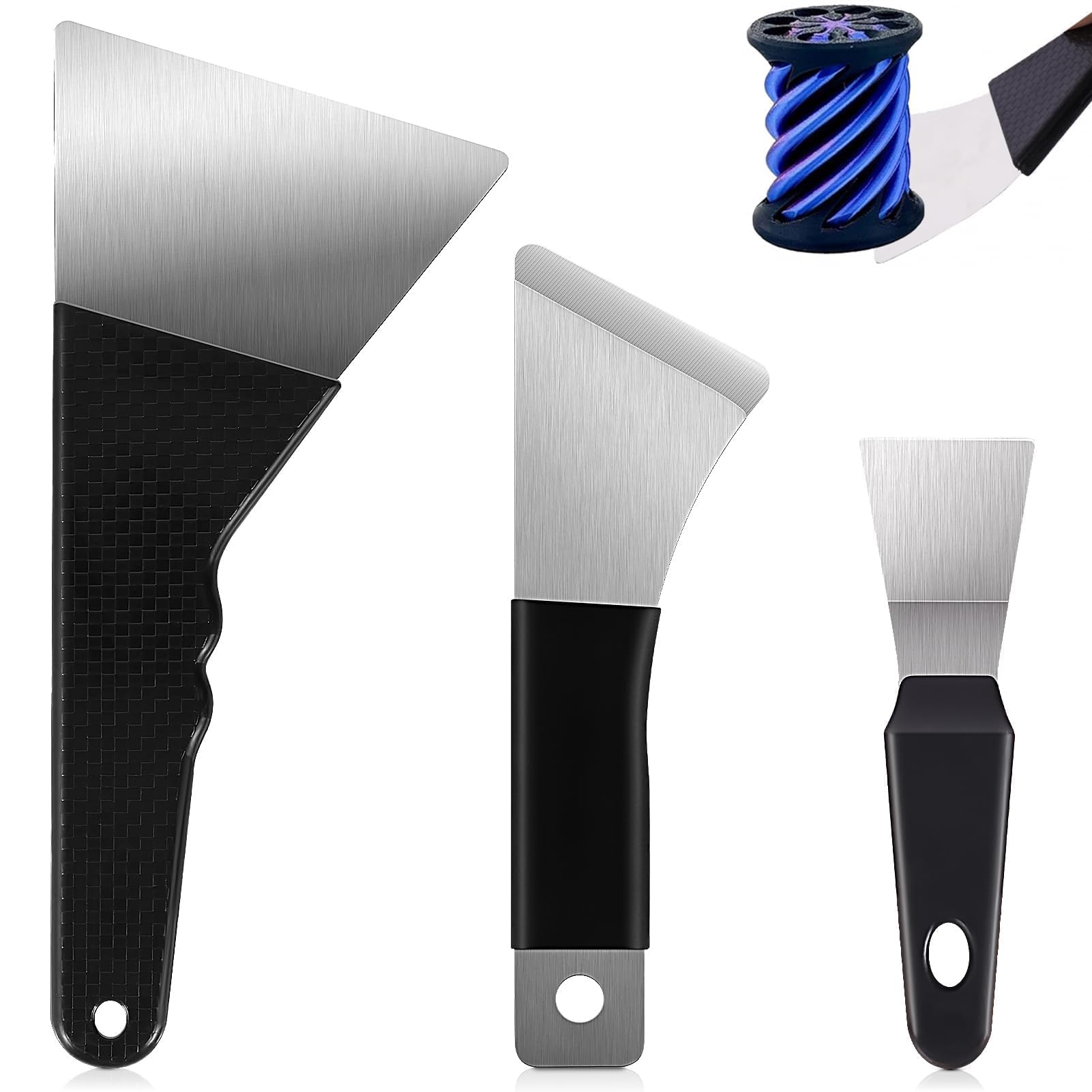 High-Quality 3D Printer Tool Removal Scraper Kit, 3 Types of Sharpened Blades and Sizes, 3D Printer Scrapers for Fast Separation Large Medium Small