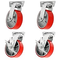 Vista 1 de SY America Rueda de placa de 6 pulgadas, molde de poliuretano resistente en placa superior de acero, ancho de 2 pulgadas, 4800 libras, mayor