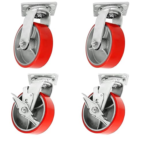 SY America Rueda de placa de 6 pulgadas, molde de poliuretano resistente en placa superior de acero, ancho de 2 pulgadas, 4800 libras, mayor