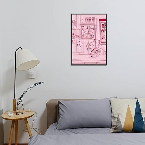 Miniatura 8 de Pósteres de lienzo de paisaje japonés de la ciudad de Kioto, arte de pared de calles rosas de Japón, arte de pared de los años 90 para sala de