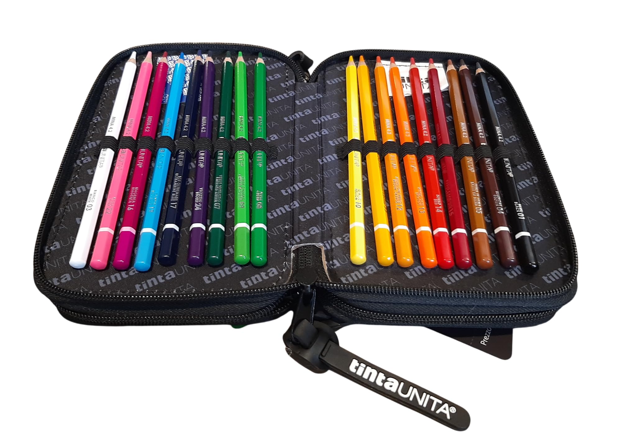 PRESTIGE & DELUXE Estuche completo de color liso con 3 cremalleras, color negro, glamoroso, elegante, con estuche ovalado con cremallera para la escuela, para niña y niña + llavero y bolígrafo de