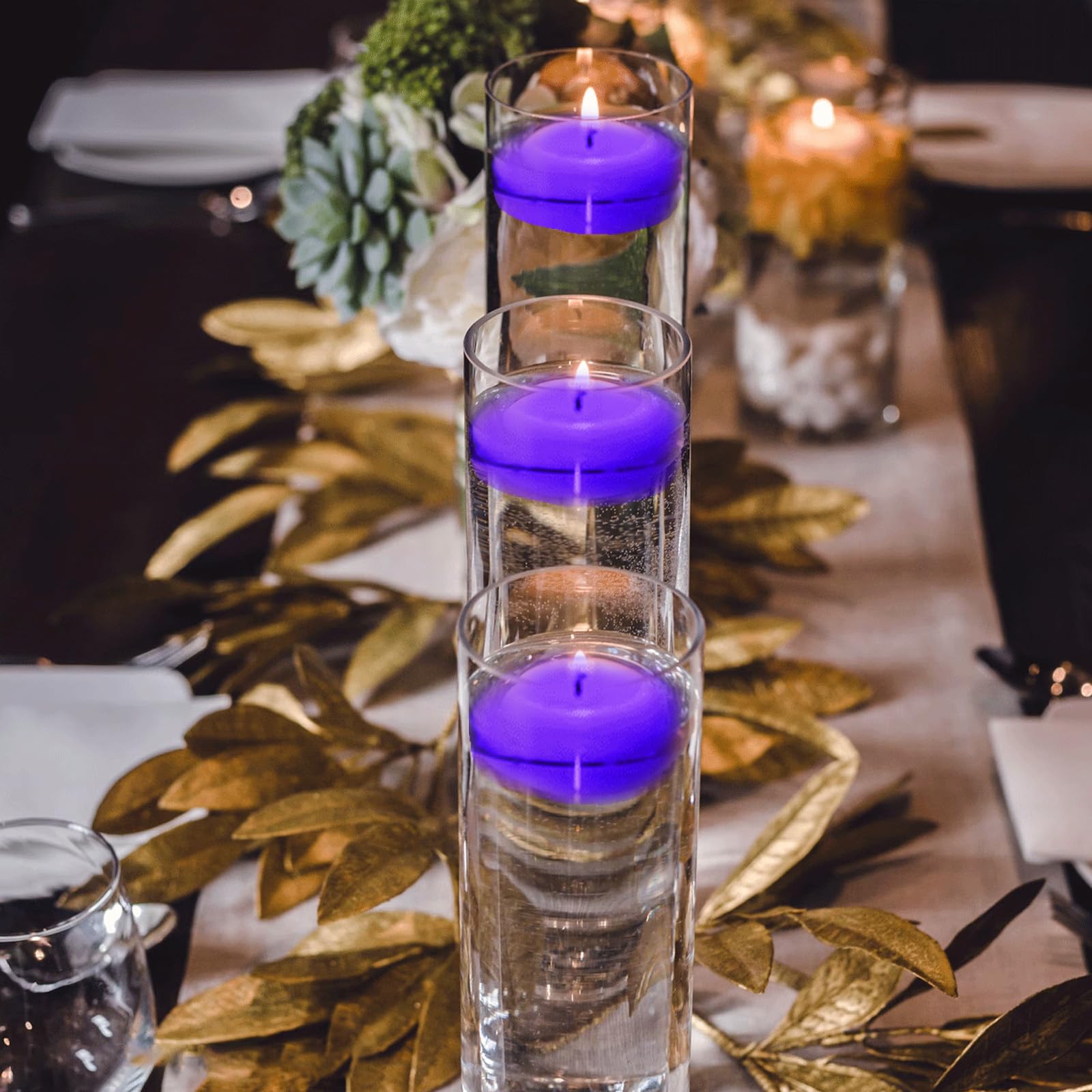 24 candele galleggianti viola, 5 cm, senza profumo, per piscina di nozze, vasca da bagno di San Valentino, cena, decorazione natalizia (viola)