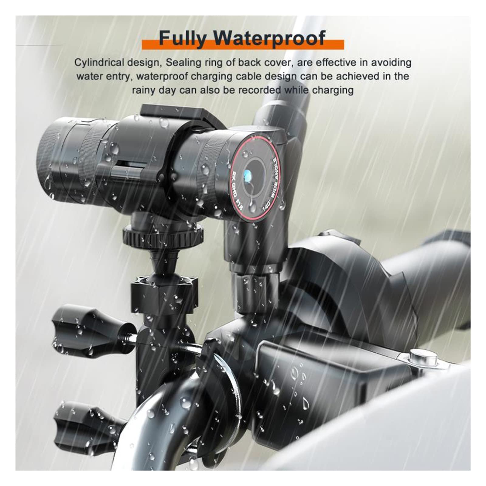 Action Cam, 2K HD Action Camera Outdoor Bike Moto Camera Sport DV Videoregistratore DVR Dash Cam for Auto Bicicletta,All'aperto, Sport, Video(Only Camera)