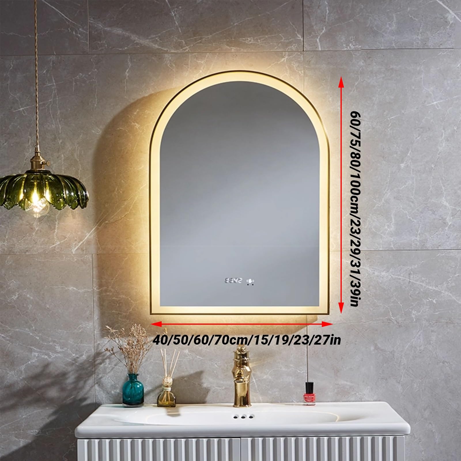 Ściemnialne owalne lustro łazienkowe LED, 3 opcje kolorów, podświetlane lusterko kosmetyczne do domu i salonu, 70 x 100 cm, idealne do nowoczesnych łazienek