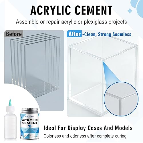 Miniatura 2 de Dreyoo Cemento acrílico de 5.5 onzas con botella aplicadora, 2 agujas, 1 herramienta de limpieza de aguja y 1 embudo, pegamento acrílico
