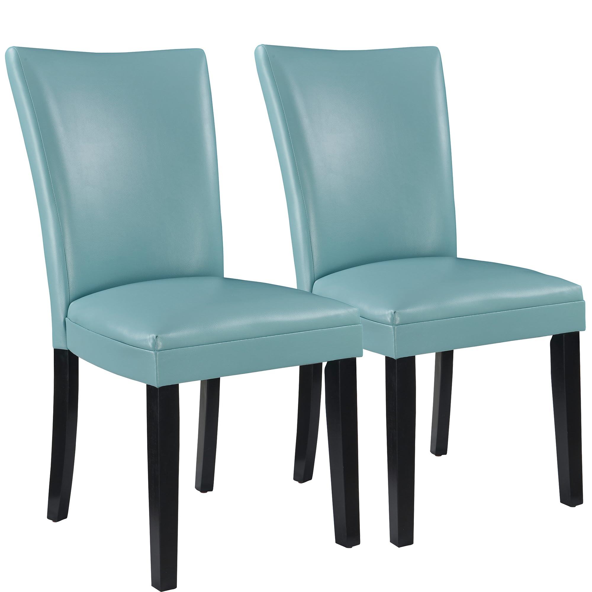 LEEMTORIG Set of 2 Upholstered Parsons Dining Chairs, Faux Leather Dining Room Kitchen Side Chair with Solid Wood Legs for Living Room Bedroom Outdoor