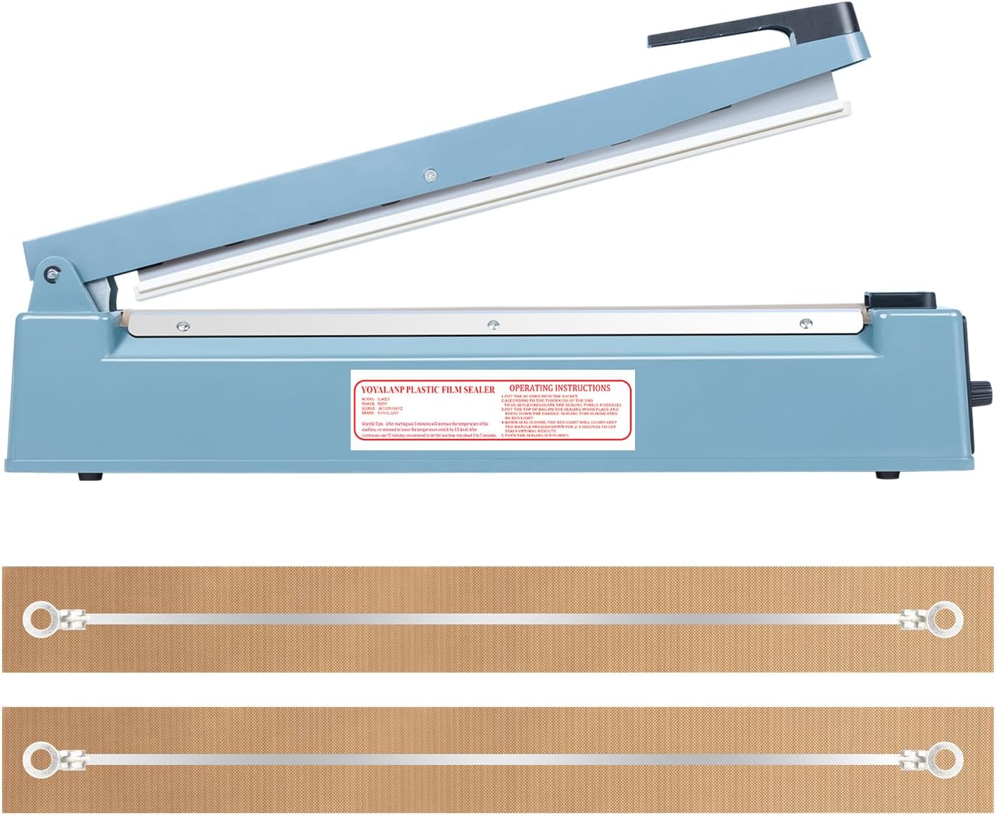Impulse Heat Sealer Manual Bags Sealer Heat Sealing Machine 16 Inch Impulse Sealer Machine for Plastic Bags PE PP Bags with Extra Replace Element Grip