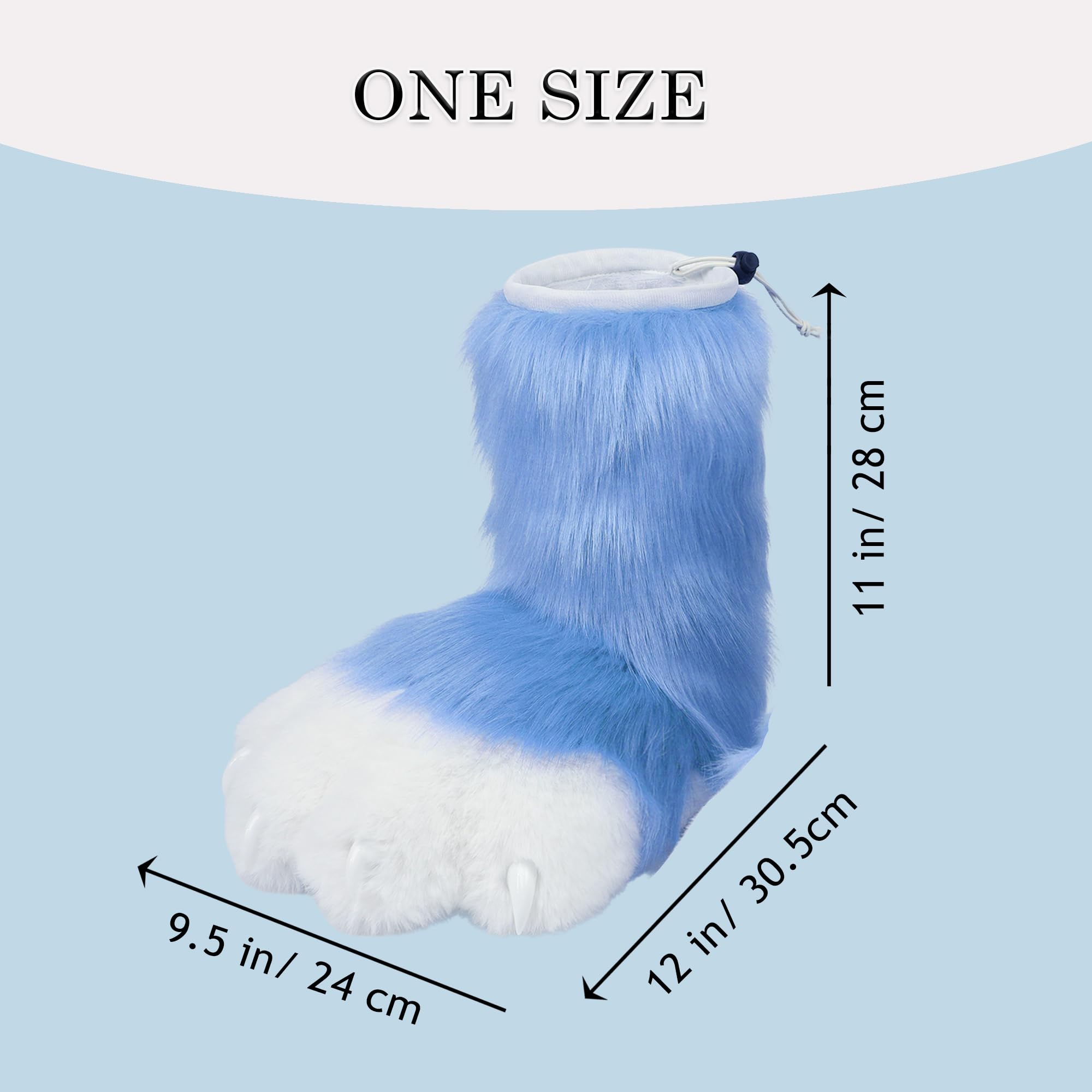 ZFKJERS Cosplay Animal Cat Plastic Claws for Fursuit Feet Paw Shoes Furry Paw Slippers Adults Costume Accessories Set (Blue) - Image 3