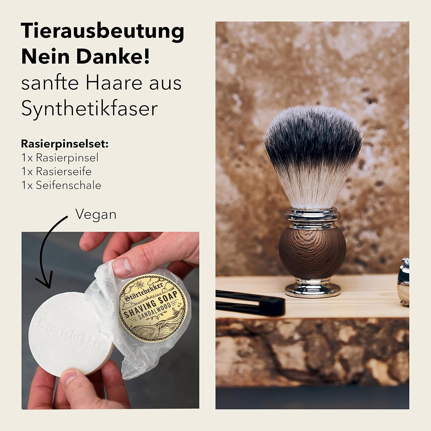 Störtebekker® Set intenditori – Set di alta qualità per una rasatura perfetta – incl. rasoio, pennello da barba, sapone da barba, ciotola per rasatura, panno da barba, idea regalo (Nero - Nero)