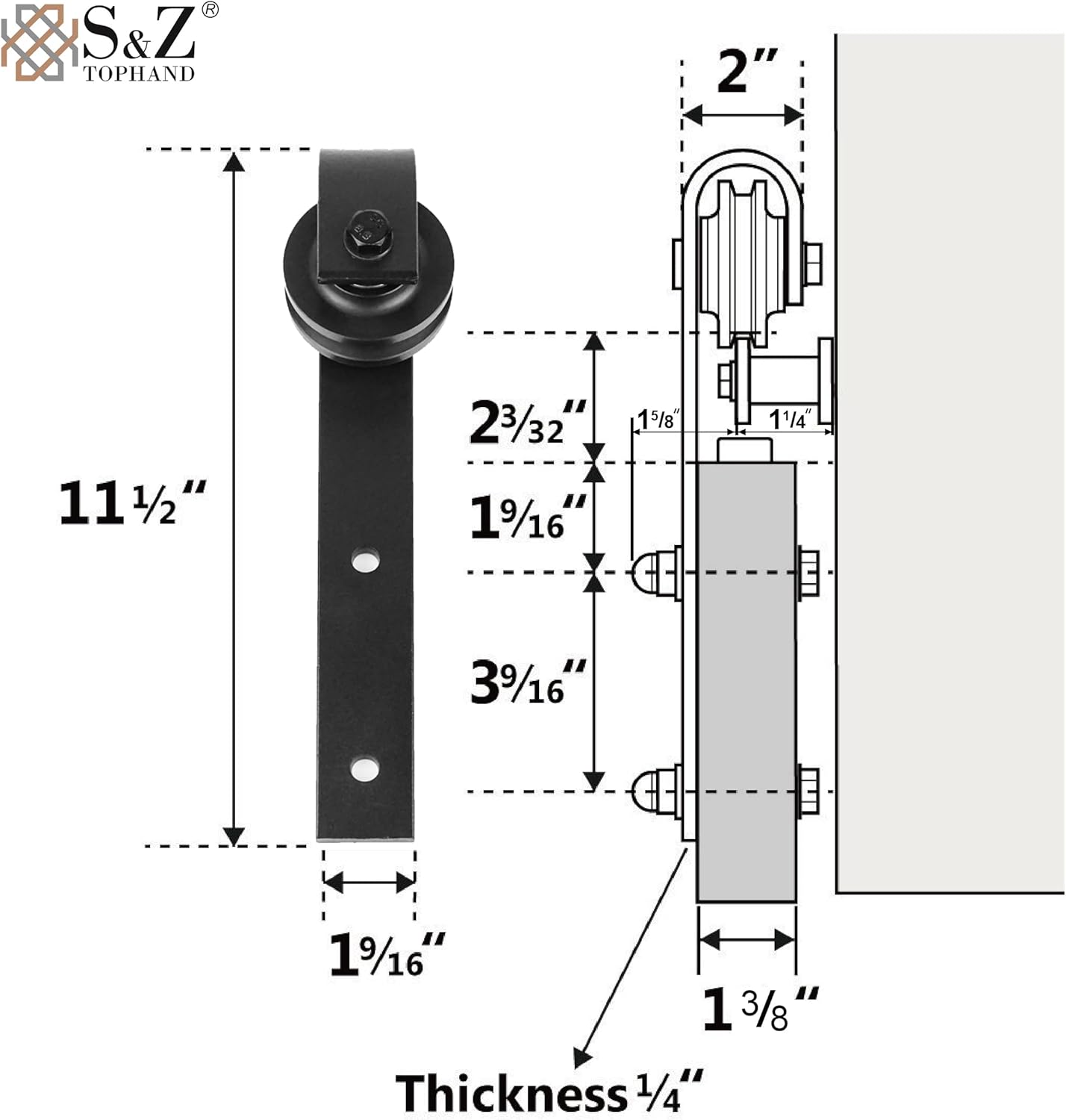 S&Z TOPHAND 13 FT (5-17FT) Double Gate Classic Sliding Barn Door Hardware Kit Whole Set, 12'' Door Handles，Easy to Install, Perfect for Kitchen,Living Room, Bathroom