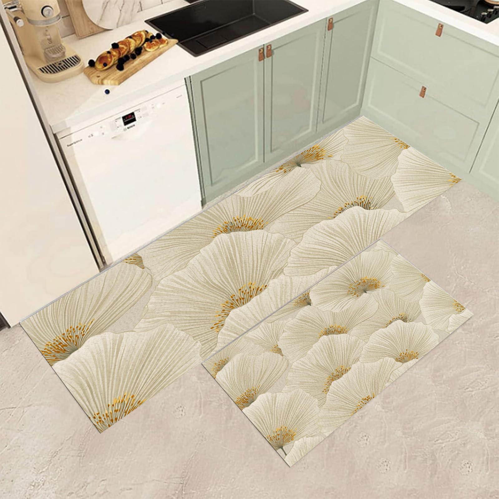Alfombras de cocina de microfibra MGDIFYXAA lavables en pack de 2 piezas para suelo