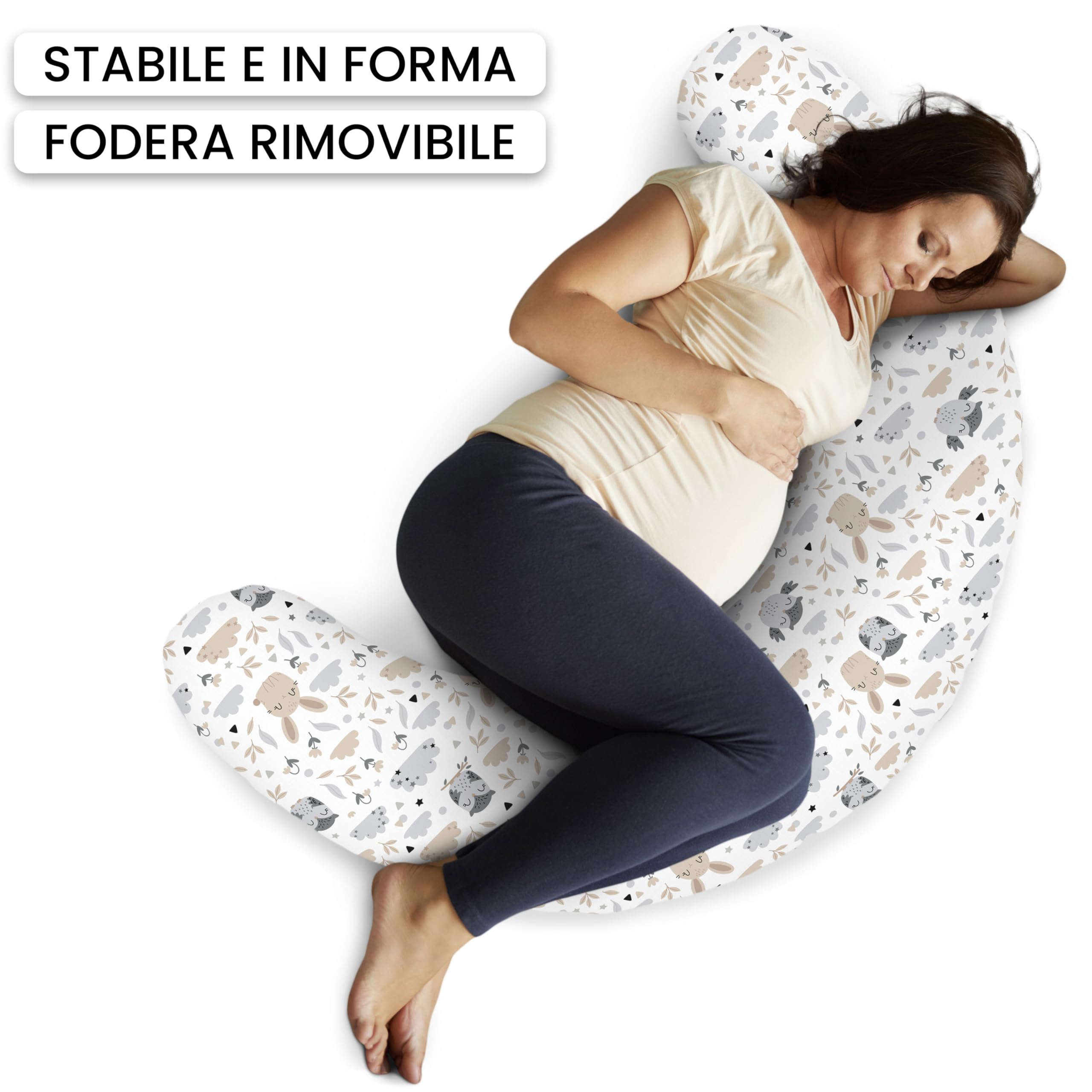 Cuscino per allattamento con imbottitura, per neonati e donne incinte, per dormire su un fianco, in cotone, con federa da 170 cm, motivo: radura