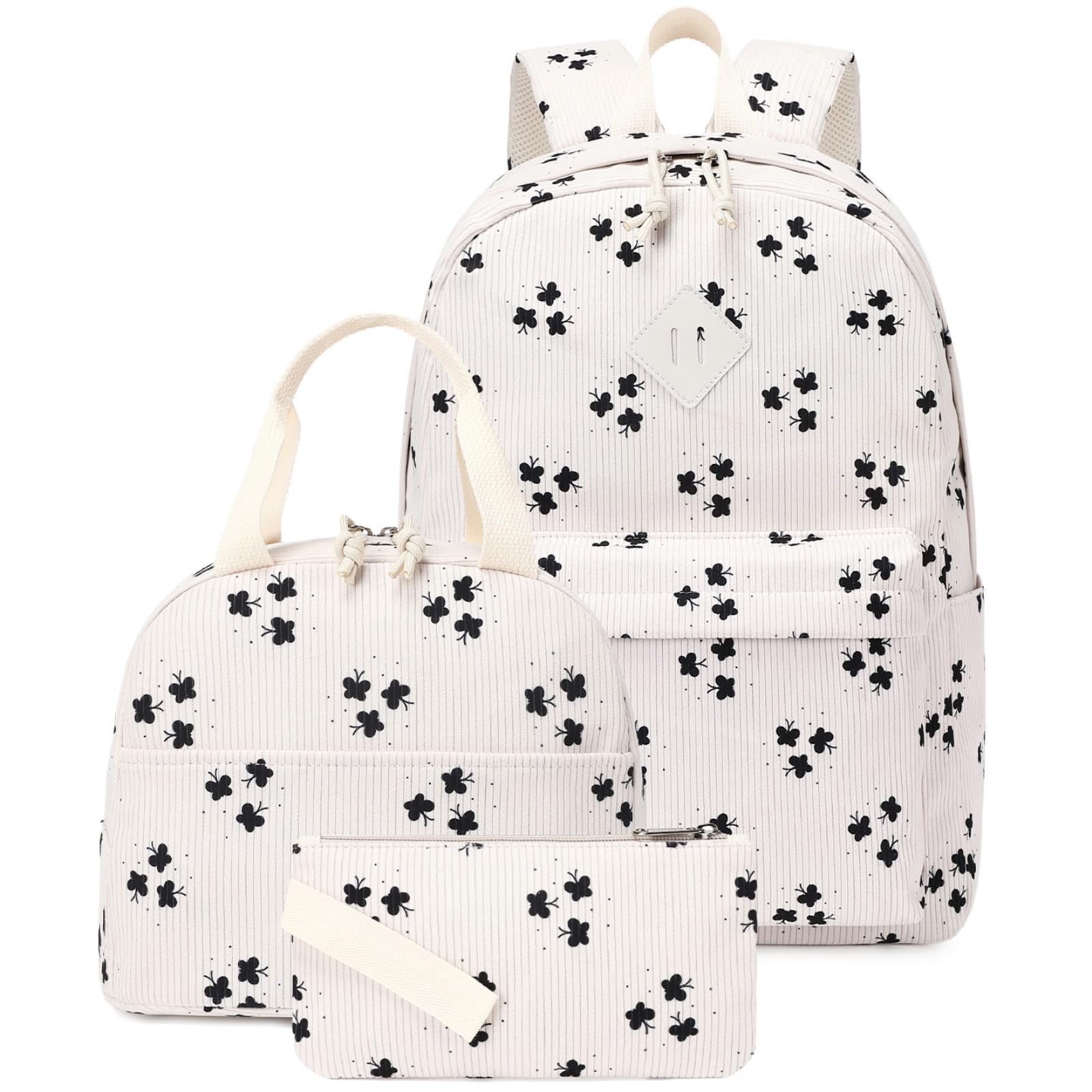 Mochila Viaje Cabina 3 En 1 Cherry-Print Set Escolar con Bolsa De Almuerzo Y Lápiz para Niñas Adolescentes
