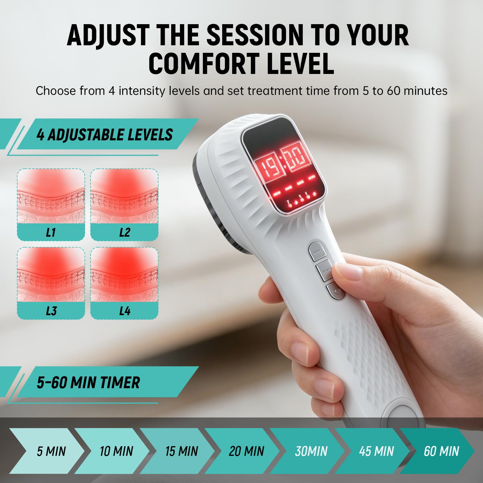 iKeener Dispositivo de Luz Roja Portátil con Trípode, 3*808nm+12*650nm Lámpara para Confort Muscular y Recuperación Diaria, para Hombro Rodilla Espalda, Apto para Personas y Mascotas, 5-30min Timer
