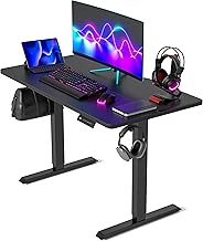 FEZIBO Schreibtisch Höhenverstellbar Elektrisch, 100 x 60 cm Stehschreibtisch mit Memory-Steuerung und Anti-Kollisions Technologie, Schwarzer Rahmen/Schwarze Tischplatte