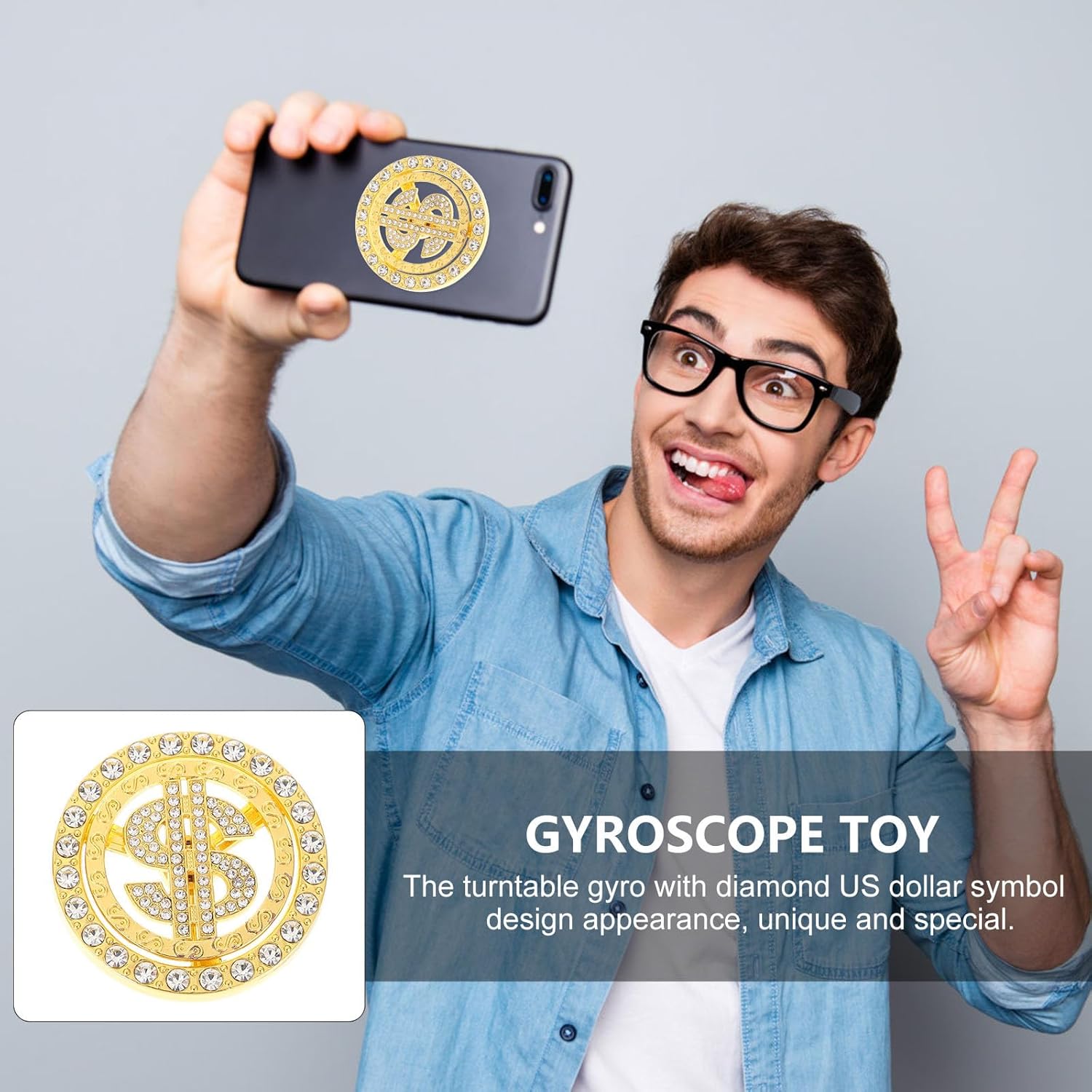 2pcs Small US Symbol Turntable Gyro for DIY Phone Case Accessories Mini Creative Spinning Top Plaything Set