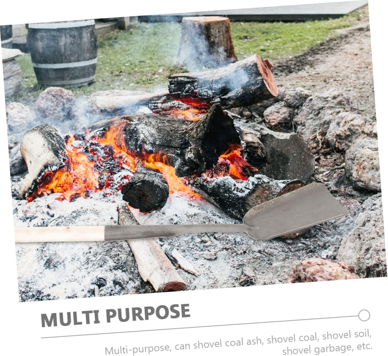 2pcs Fireplace Broom Coal Shovel Multi-Purpose Cleaning Tool for Garden Home BBQ Long Handle Ash Removal Shovel