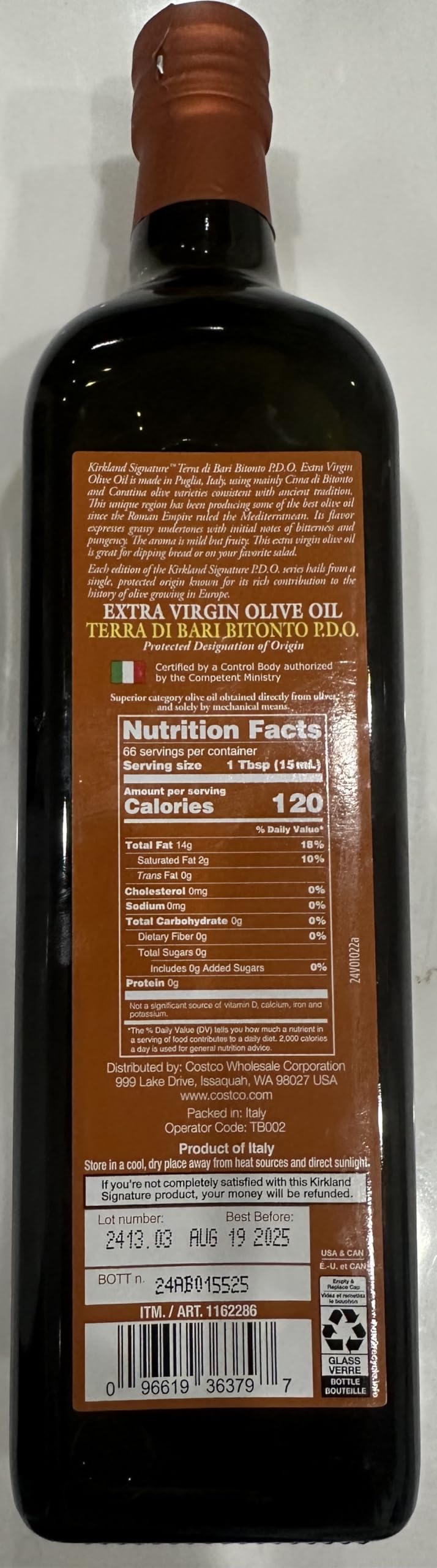Amazon.com : Kirkland Extra Virgin Olive Oil Terra Di Bari Bitonto