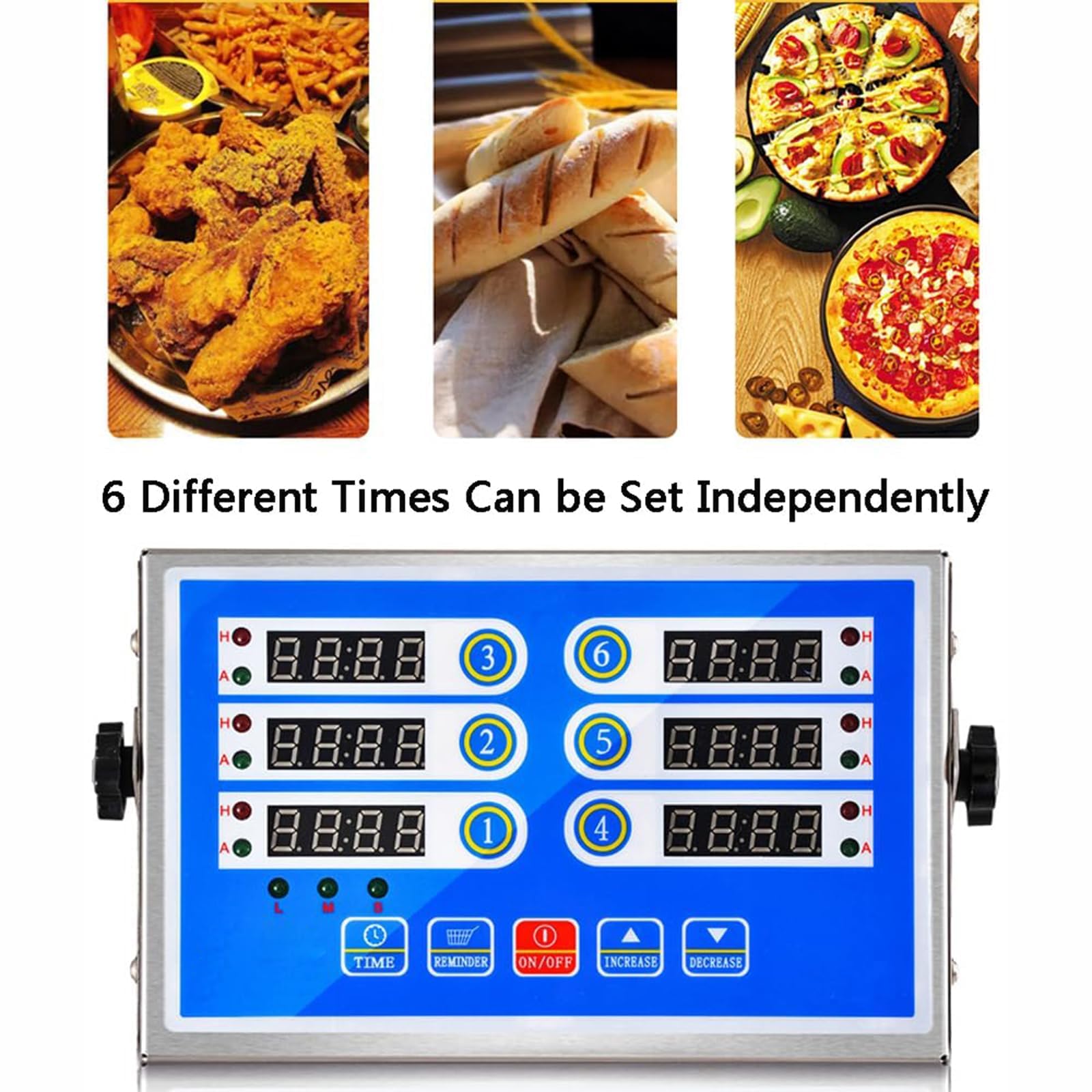Digitaler Kochtimer, Edelstahl Küchentimer mit LED-Anzeige und lautem Alarm, 6 K Timer für Restaurant oder Zuhause, genaue Zeitmessung zum Kochen