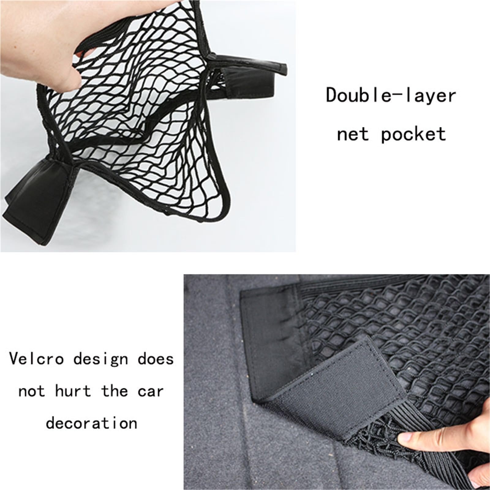 Rete per Bagagliaio Auto Auto Back Tronco Posteriore Sedile Borsa Accessori Organizzatore Doppio Punnello Elastic String Task Pocket Bag Maglia(25x50cm)