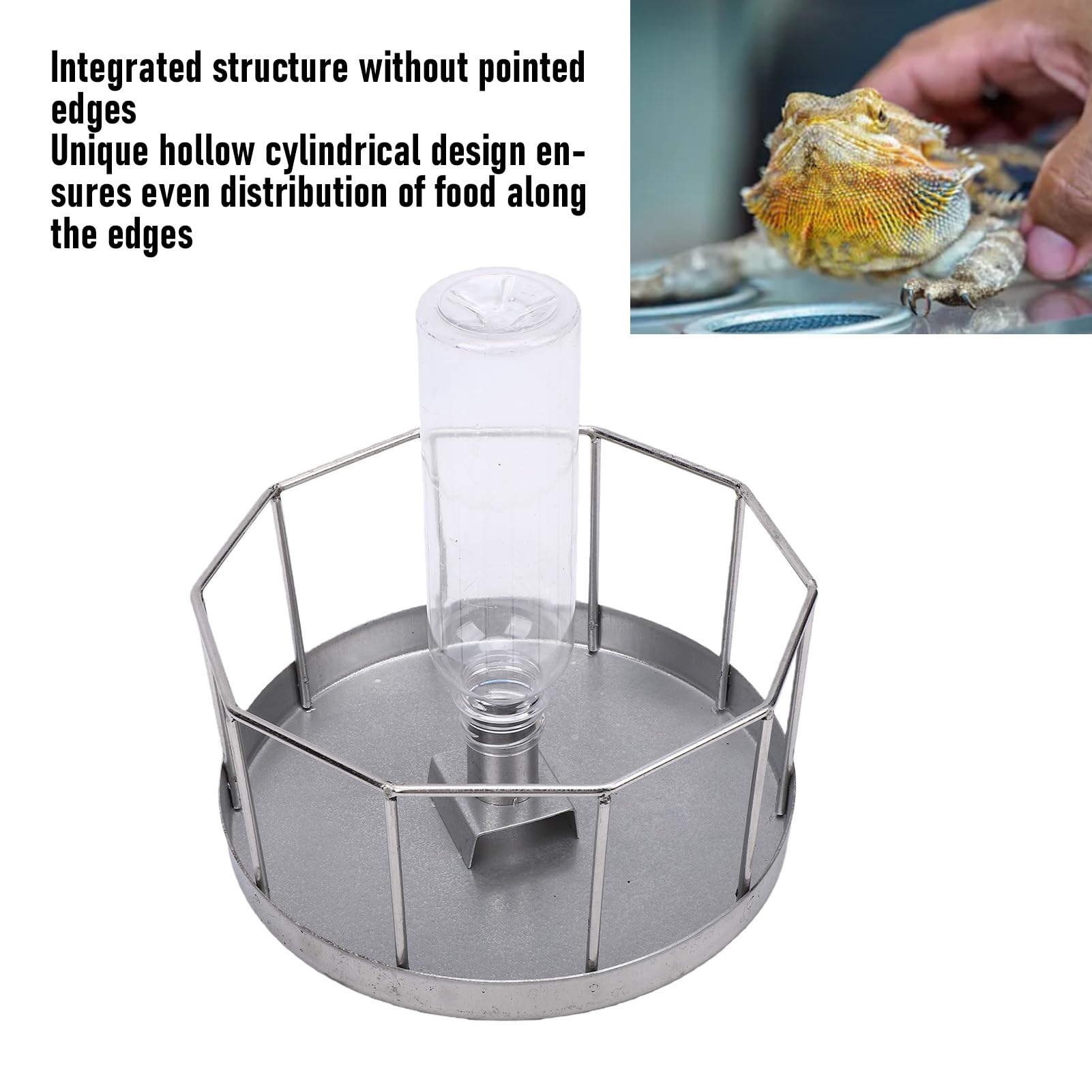 Ciotola per rettili in acciaio inox, dispenser di acqua affidabile per tartarughe e lucertole, 1 unità (grande)