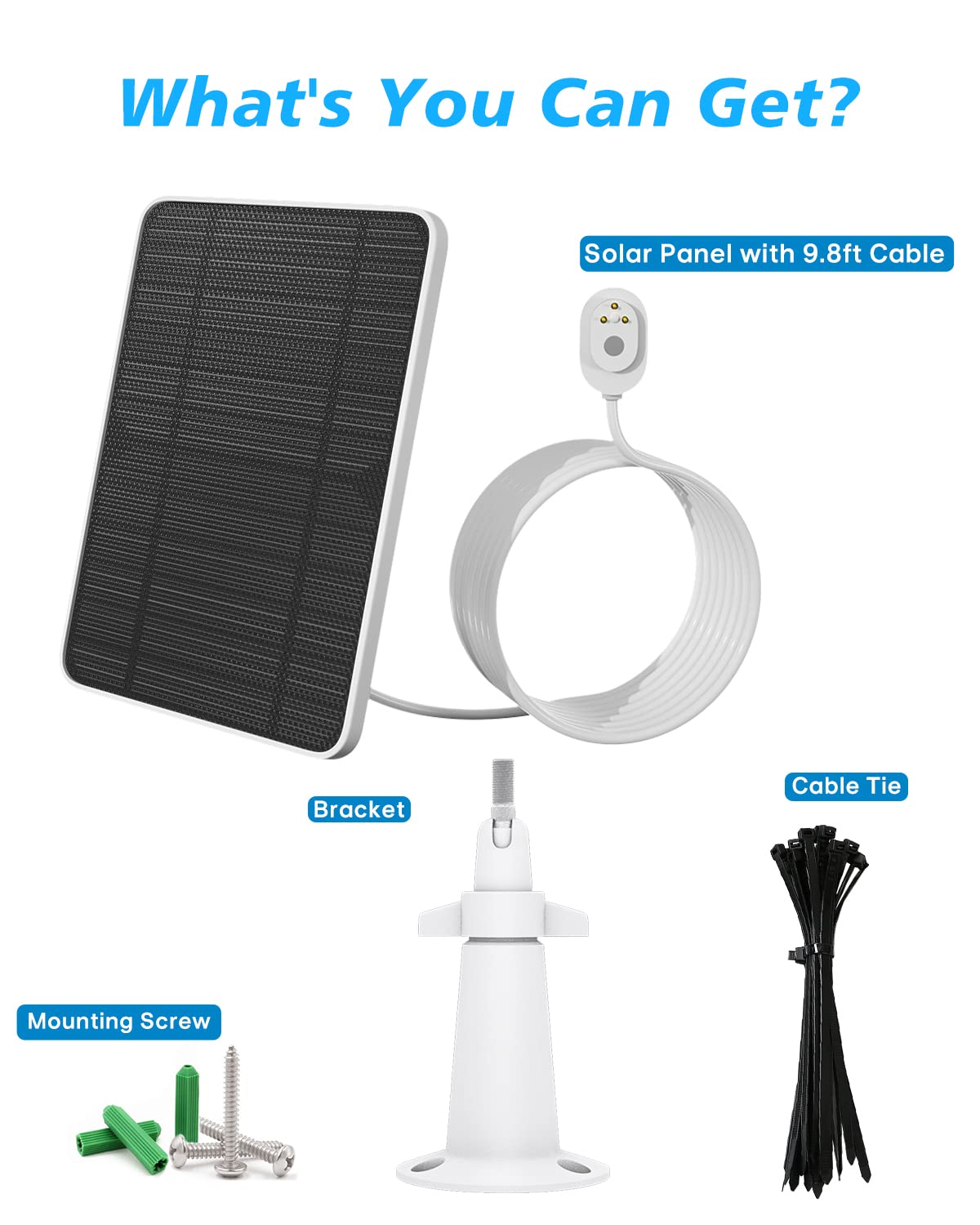 Ładowarka do paneli słonecznych kompatybilna z kamerą bezpieczeństwa Arlo Ultra/Ultra 2/Pro 3/Pro 4/Pro 3 Floodlight, 5 V, 4 W, ładowanie paneli słonecznych, IP65, odporna na warunki atmosferyczne, 3