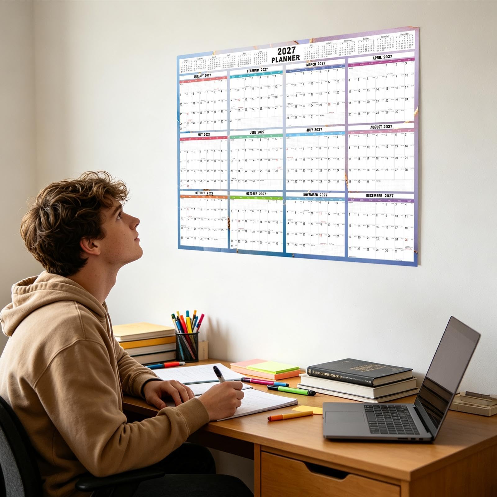 Calendrier mural annuel 12 mois vertical/horizontal