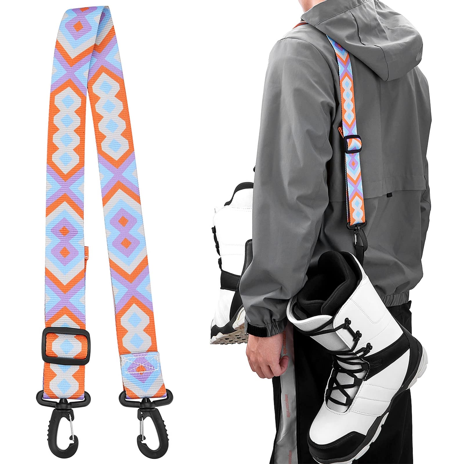 AzReferenceAzReference Ski and Boot Carrier Straps, Adjustable Shoulder Sling Leash, Roller Skate Leash for Skiing, Snowboarding