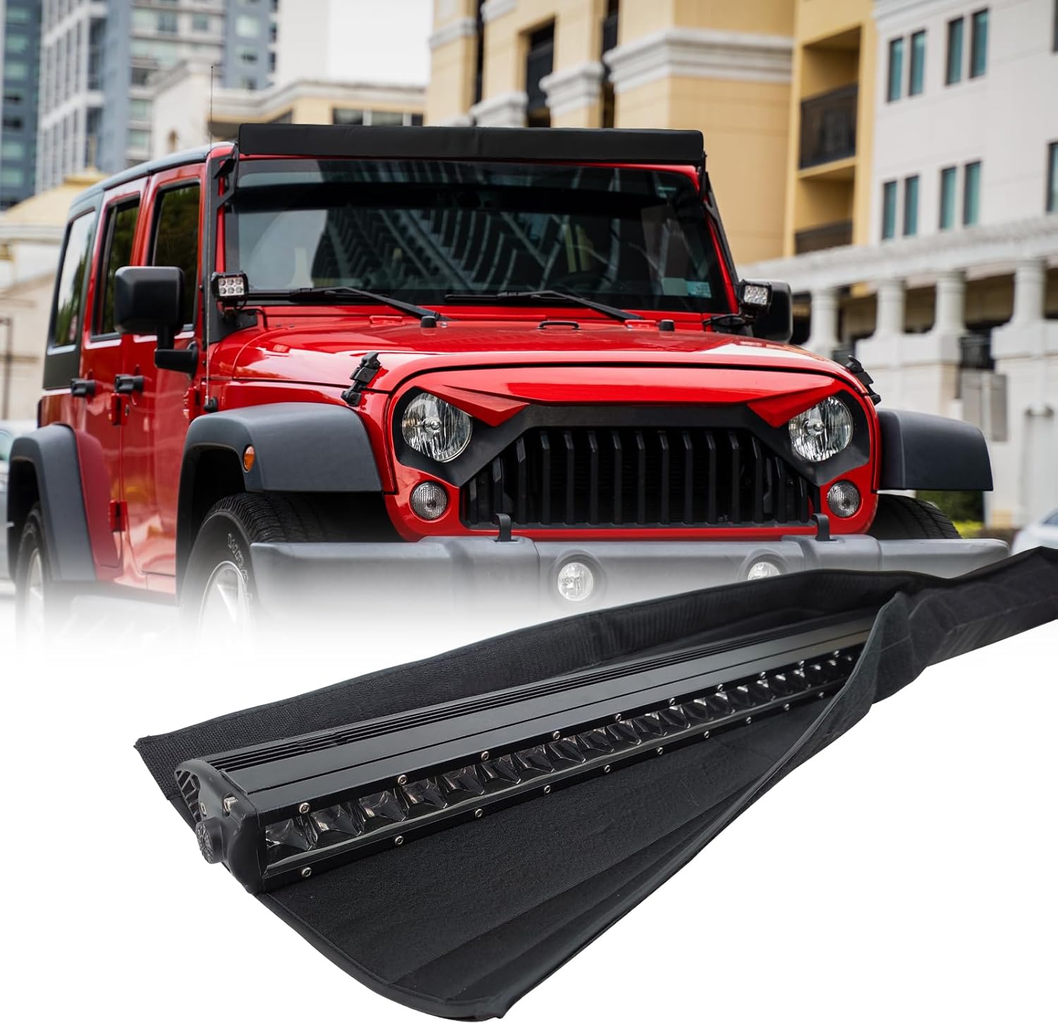 52 Inch LED Light Bar Cover for Straight or Curved End-Mounted Light Bars, Wind Noise Reducing Protective Sleeve, Weatherproof Dust Snow Cover for Off-Road Trucks SUVs UTV (Black)