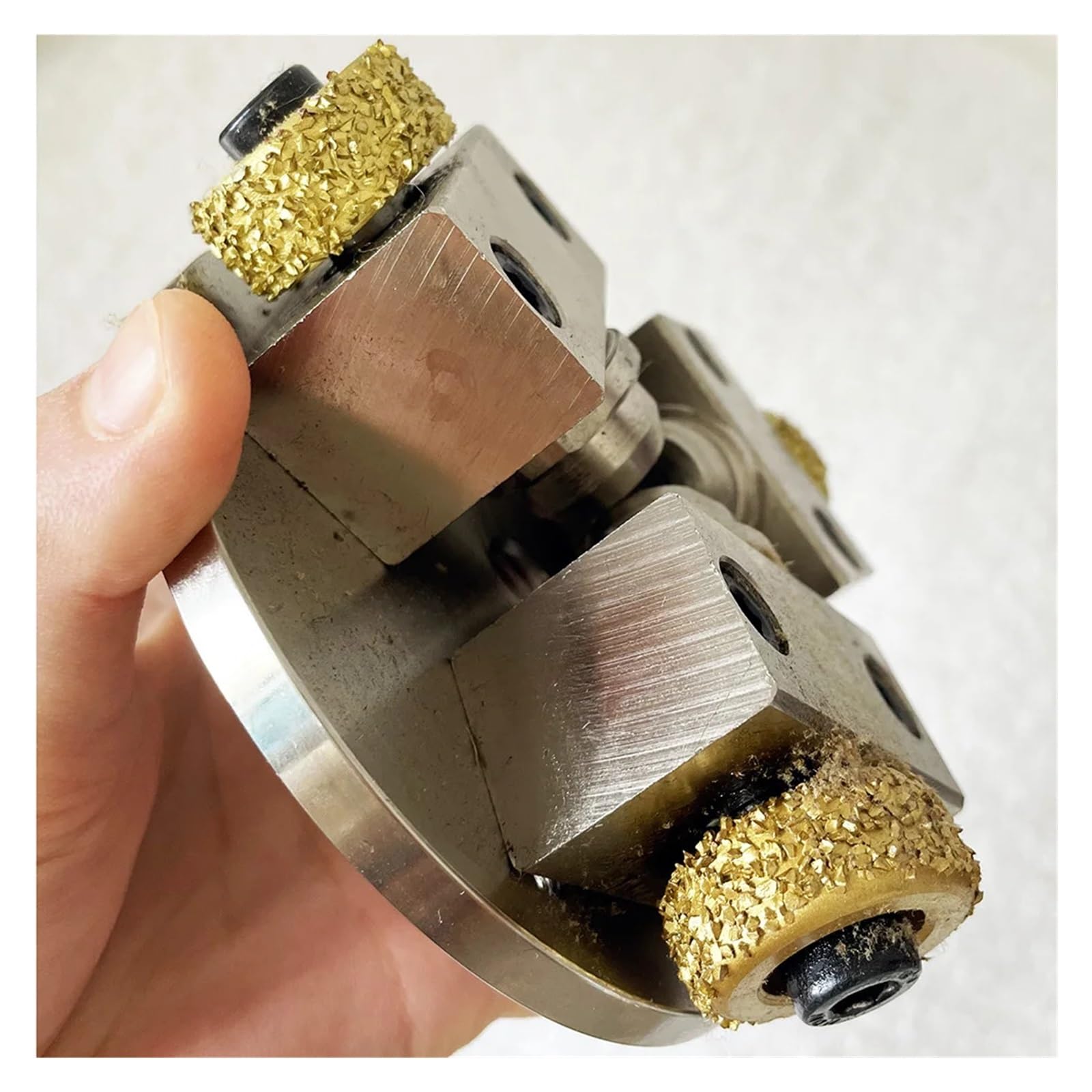 Blocco abrasivo for smerigliatrice a bocciarda da 110 mm M14 con 3 rulli in Lega for lucidare Pietra, Marmo, Granito e Pavimenti in Cemento