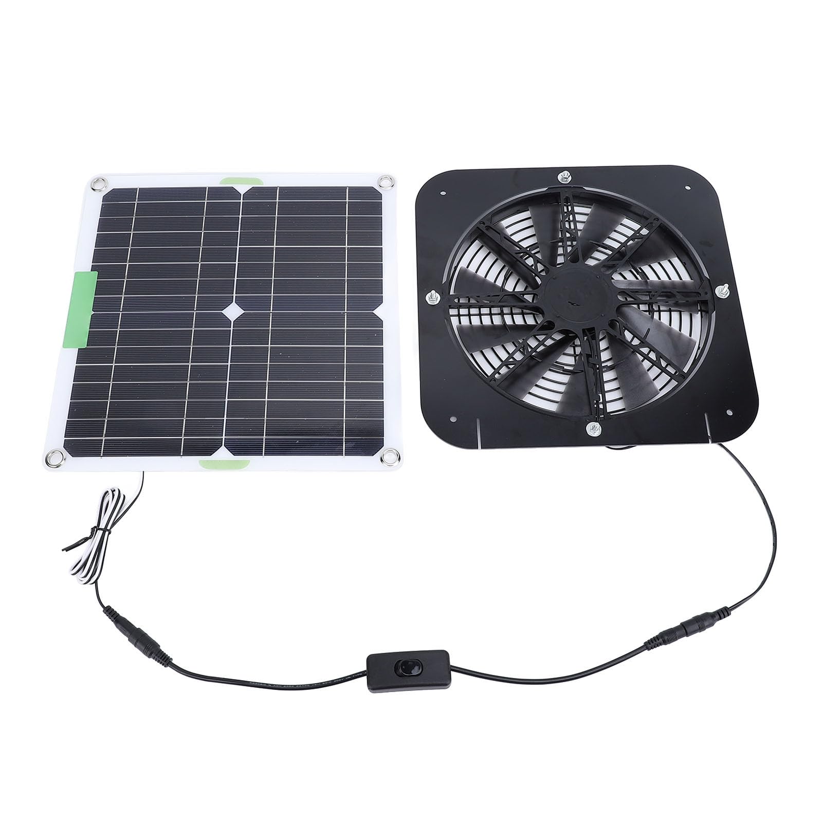 Brrnoo Ventilatore Solare per Casetta per Polli e Cani Ventilatore di Scarico con Pannello Fotovoltaico da 100 W Diametro 13 5 Pollici Installazione Facile con Staffa per Condotta di Sca