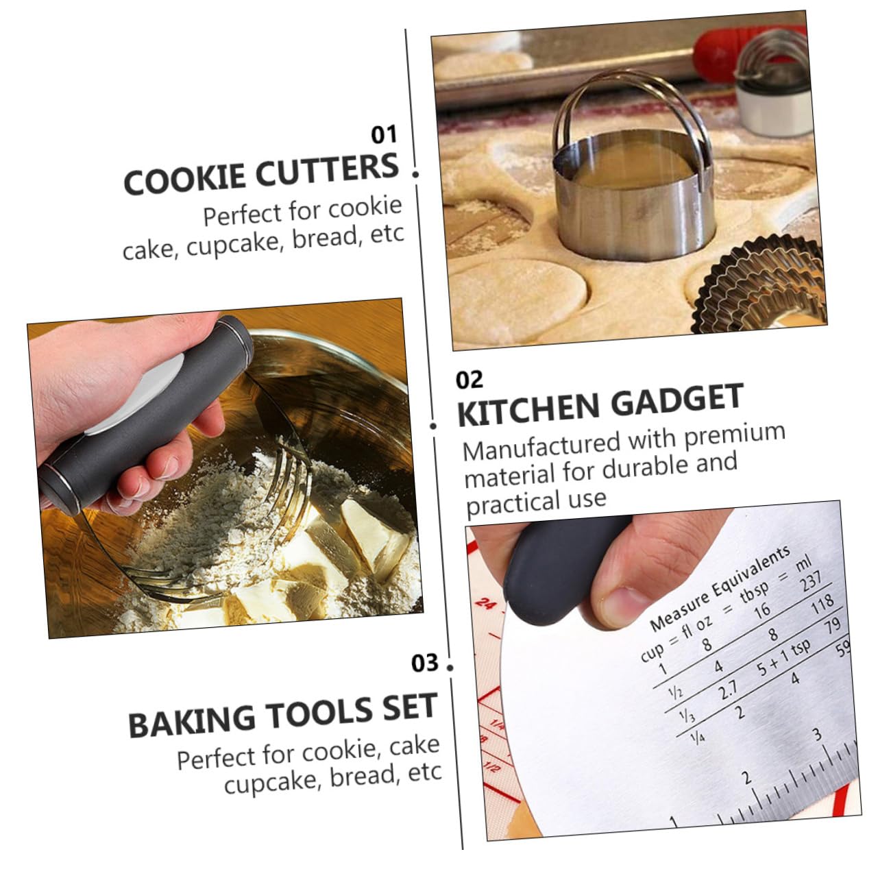 Cabilock Set de Utensilios de Repostería Cortador de Galletas de Acero Inoxidable y Escala de Medida, Adecuado para Hornear Pan y Pasteles