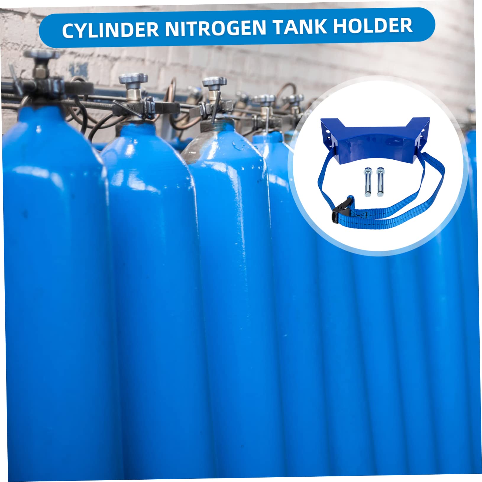 CHILDWEET 1 Set Cylinder Nitrogen Tank Bracket Clamp Nitrogen Tank Holder Gas Cylinder Holder HVAC Refrigerant Wall- Mounted Gas Cylinder Propane Cylinder Wall Gear Blue Polypropylene Tape