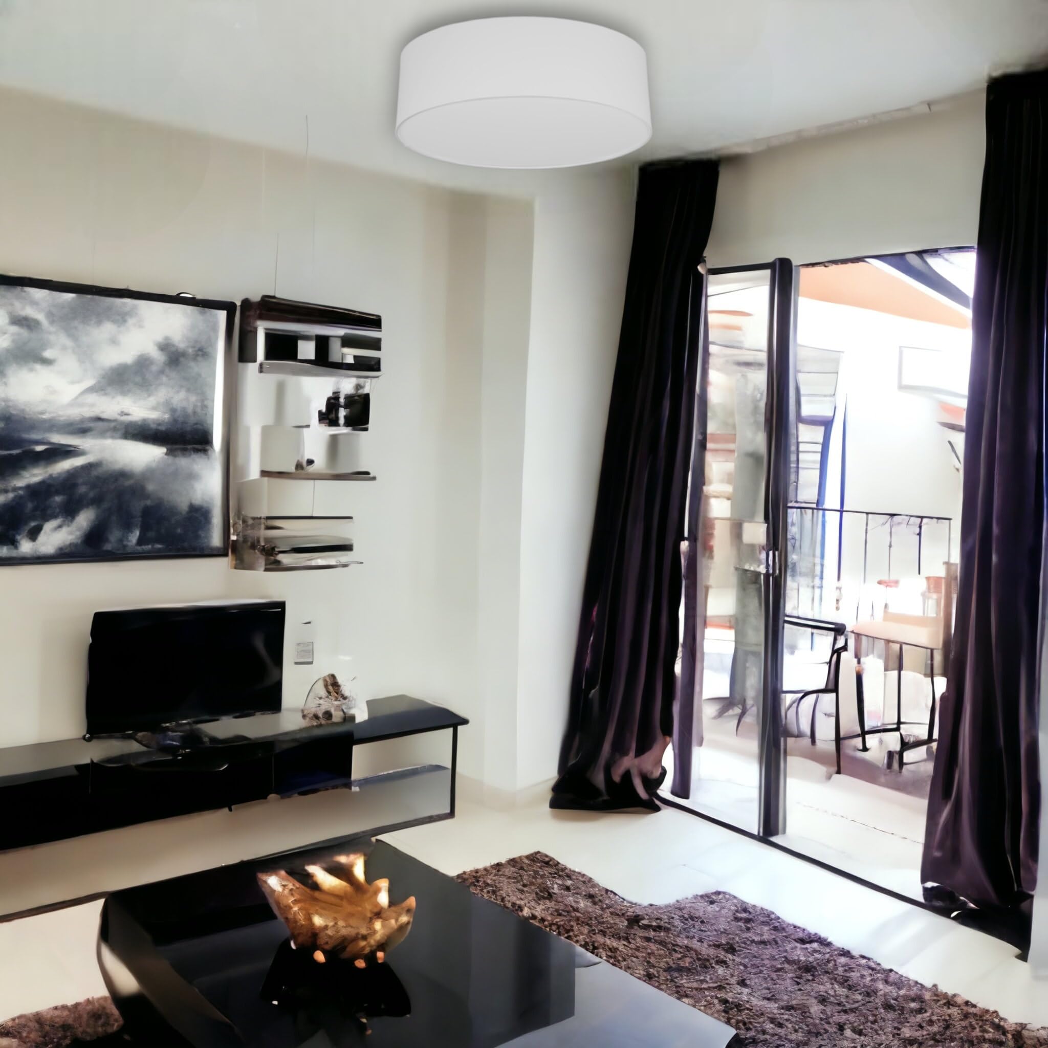 Plafoniera Soffitto Ø45 cm - Plafoniere da Soffitto 4xE27 - Paralume Lampadario Soffitto in Tessuto - Lampadari Camera da Letto, Soggiorno e Bambini Cameretta
