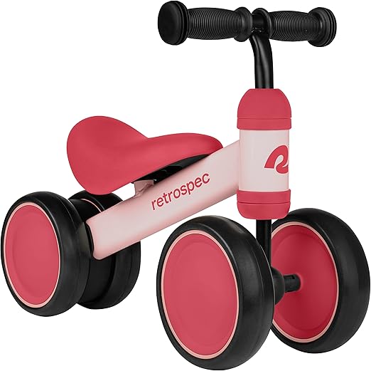 Retrospec Cricket Baby Walker Balance Bike with 4 Wheels for Ages 12-24 months - Toddler Bicycle Toy for 1 Year Old’s - Ride On Toys for Boys and Girls - One Size