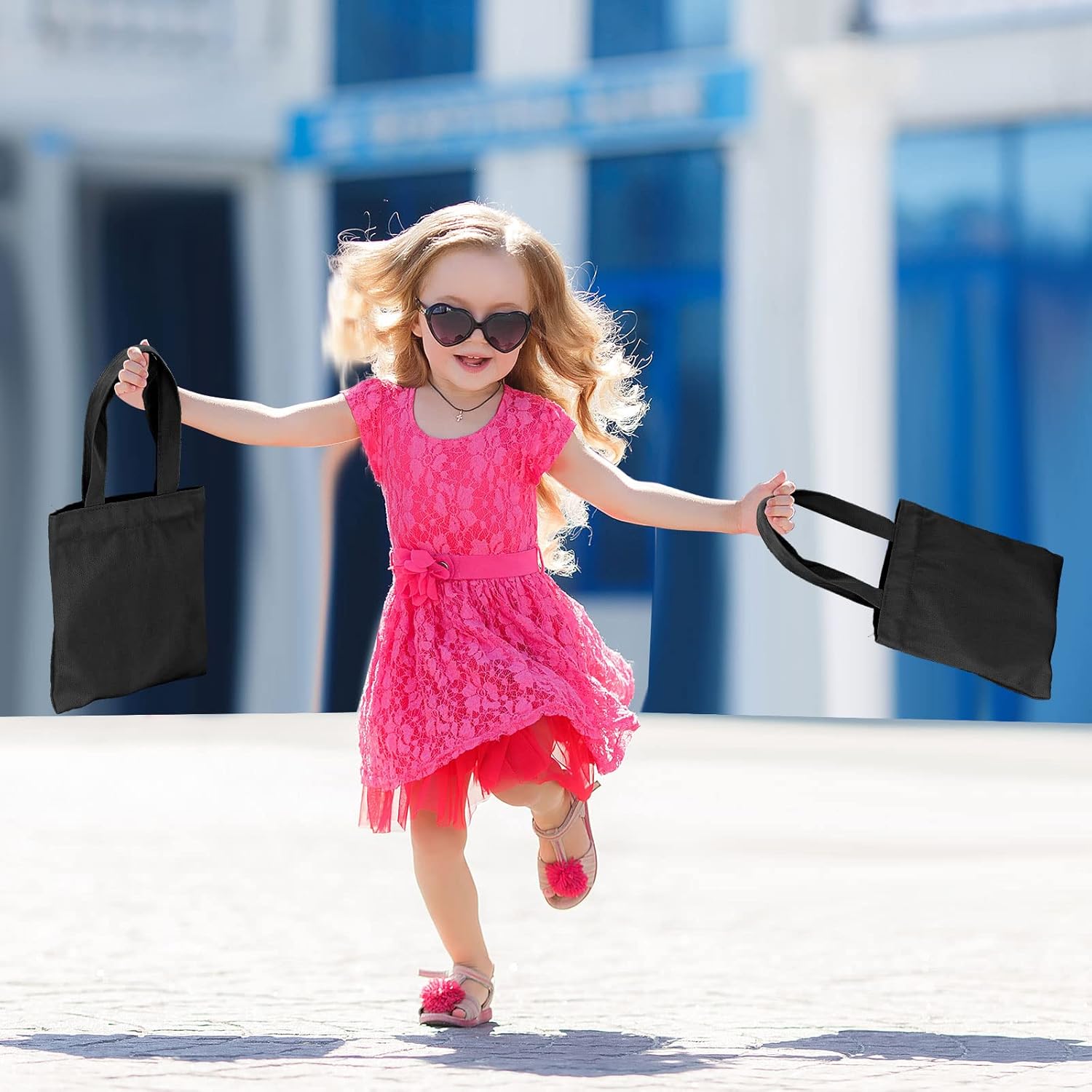 Amylove 24 Pcs Mini Tote Bag Sublimation Blank Canvas Tote Bags Reusable Grocery Luggage DIY Sack Goody for Party Even (8.5 x 8 Inch,Black) - Image 7