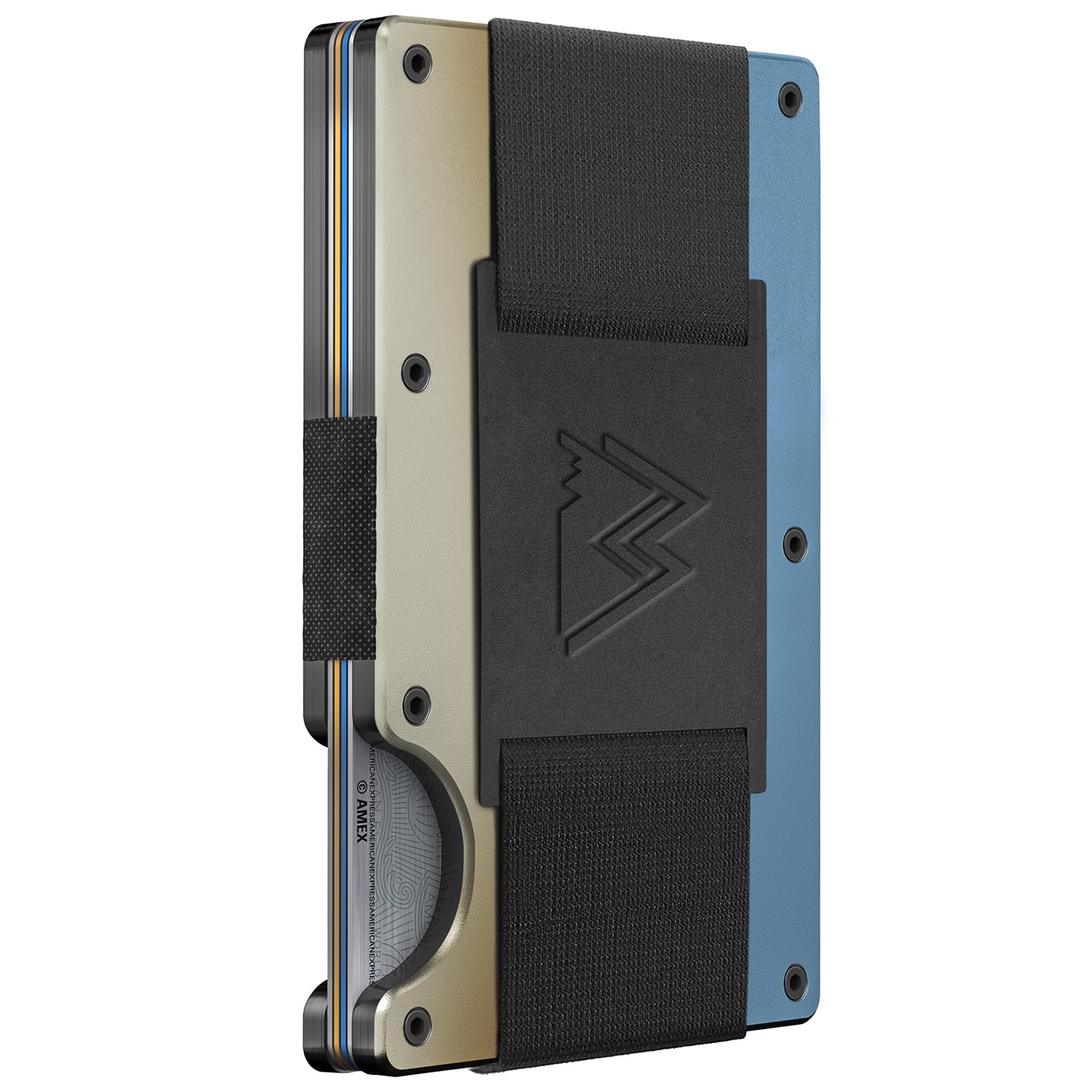 Mountain Voyage CoMinimalist Cash Strap - Slim RFID Blocking Wallet for Men & Women - Scratch Resistant, Credit Card Holder, Easily Removable Money & Cards, Aluminium Wallet (Forged Aluminum)