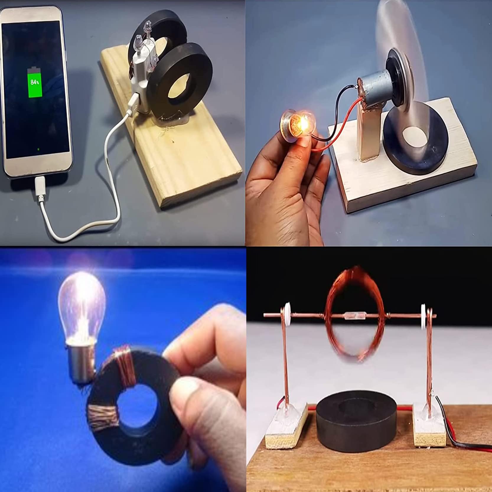 Magnete Tondo con Foro, Magnete ad anello in ferrite, diametro 60mm, per esperimenti elettronici e scientifici, colore nero