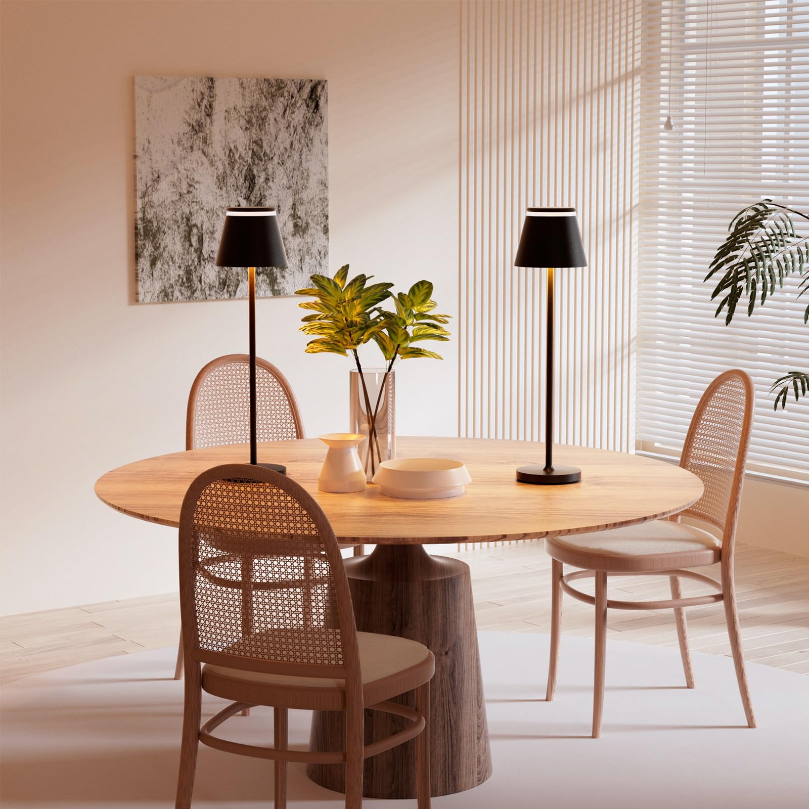 Neoglint Lámpara de Mesa LED Inalámbricas Recargables, Lámpara de Mesita de Noche con Base de Carga Inalámbrica y Control Remoto, con Temporizador