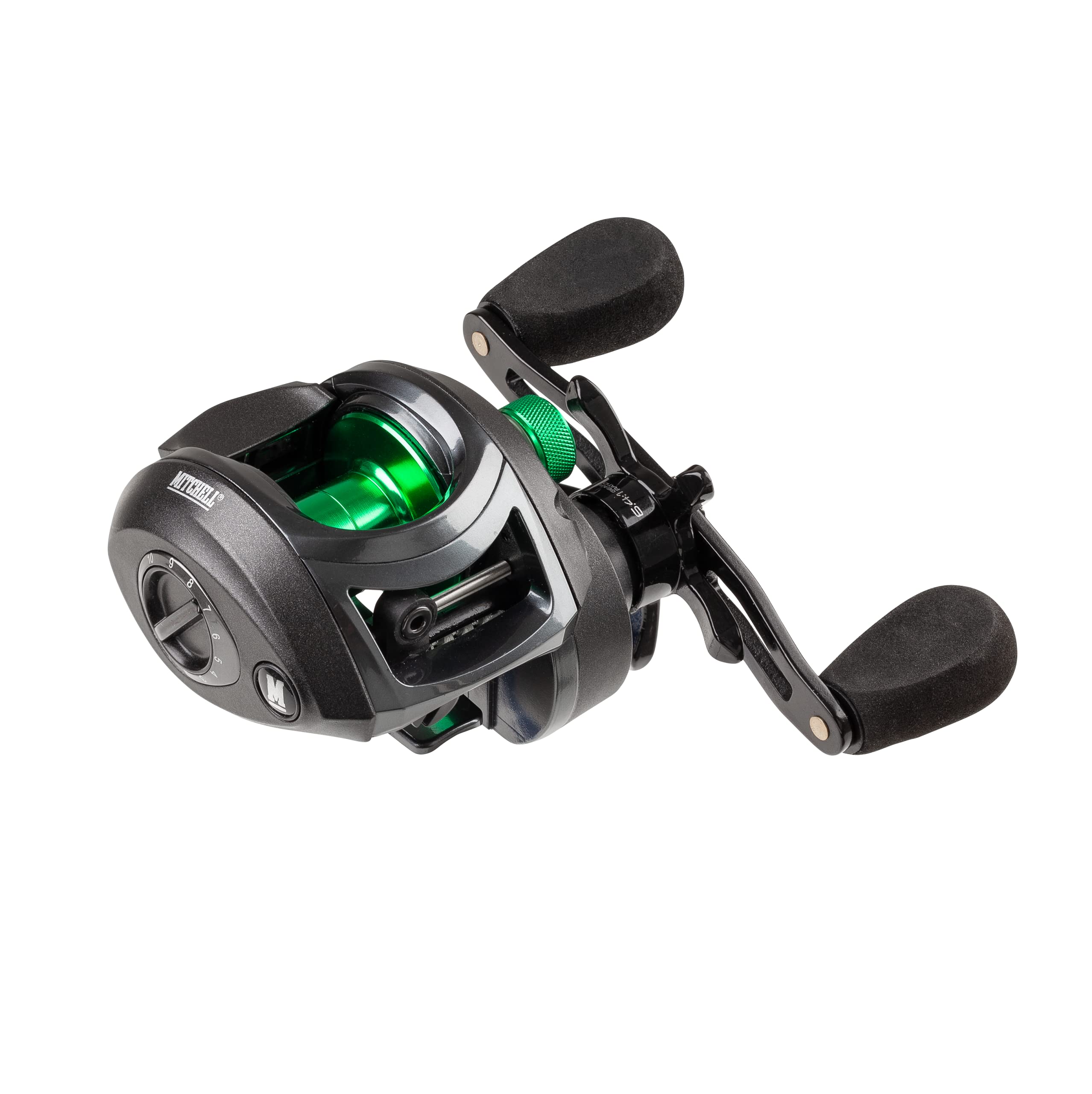 Mitchell MX3 Baitcaster Fishing Reel - Strong Super Smooth Baitcaster Reels with Centrifugal Braking System and 4 + 1 Anti-Corrosion Ball Bearings For Fishing For Pike, Perch, Zander Black/Green LP