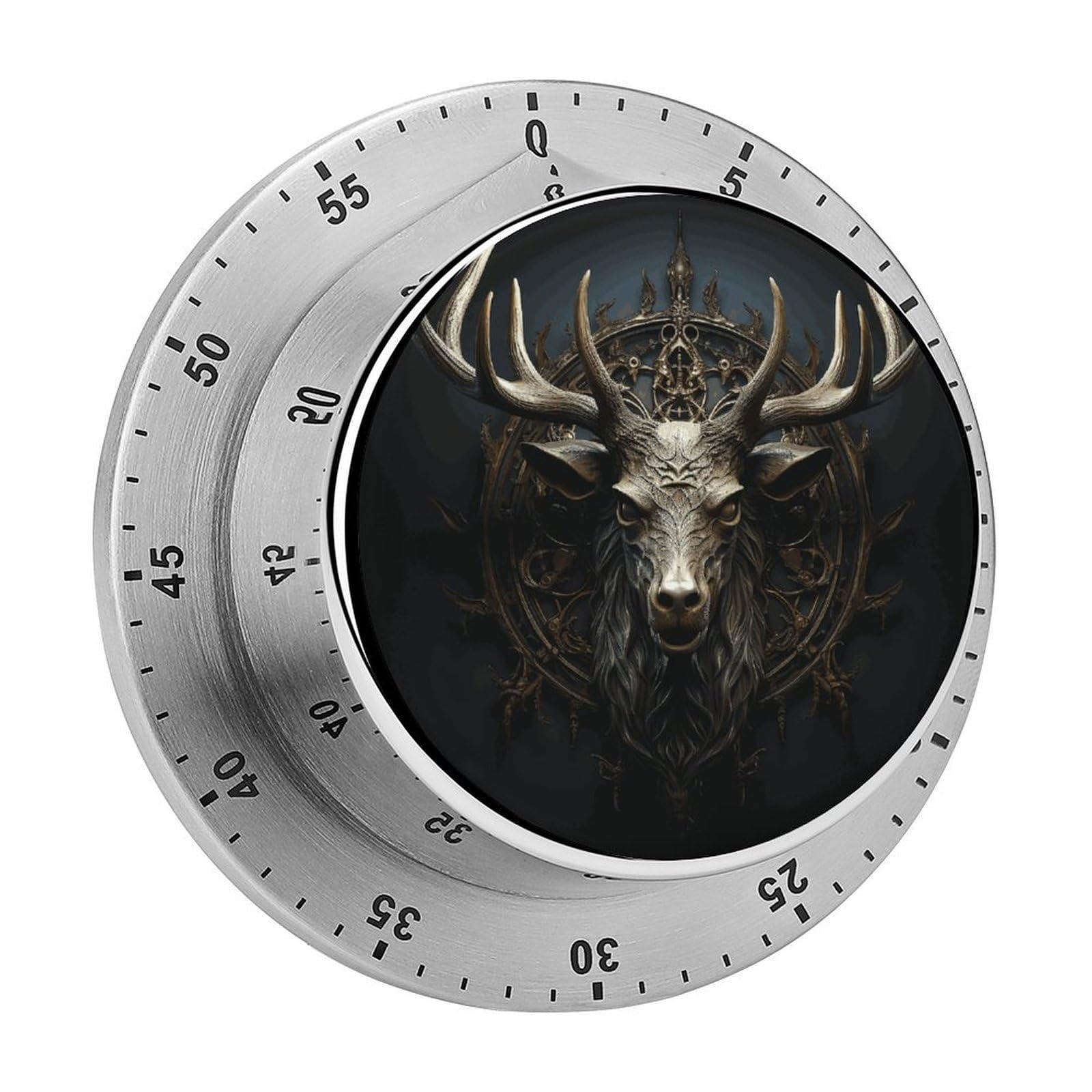 Antlers Visual Timer with Loud Alarm 60-Minute Kitchen Timers Exquisite Stainless Steel Body - Mechanical Desk Timer Countdown Clock for Cooking Chef Clock
