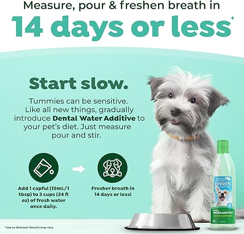 Miniatura 54 de TropiClean Fresh Breath Plus - Soporte digestivo Aditivo de agua para el cuidado bucal del perro Aditivo ambientador de aliento de perro