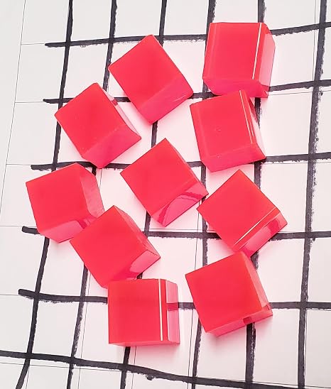10 Pcs 1 x 1 x 1 Clear Square Acrylic Pink Fluorescent Plexiglass Plastic Cubes Rod Peg
