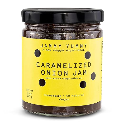 Caramelized Onion 8oz Spread - All Natural Onion Jam - Real Caramelized Onion - JAMMY YUMMY- Made with Onions, Sugar, Extra Virgin Olive Oil and Salt…