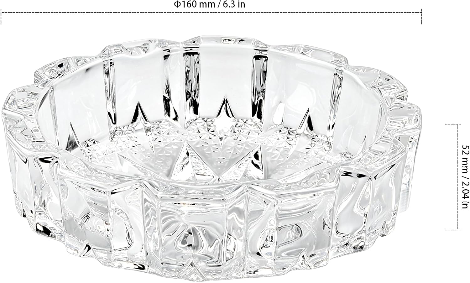 6 Pack 6.3 Inch Round Crystal Ashtray, Tabletop Crystal Ashtrays for Cigar image 2
