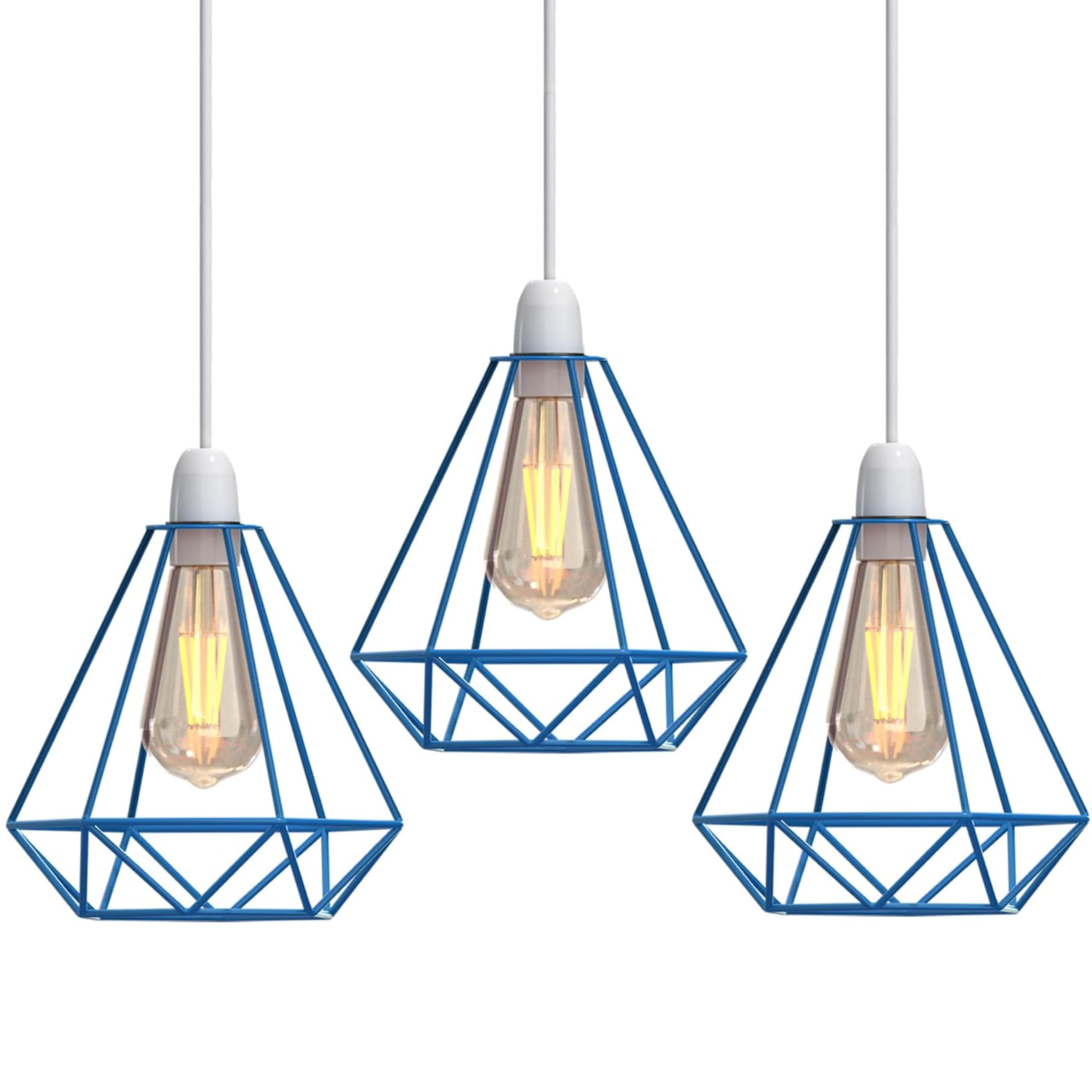 3 PCS Metal Lamp Shades - Blue Light Shade Lampshade for Ceiling - Cage Wire Black Metal Light Shade Industrial for Hallway, Kitchen, Dinning Room โ image 1