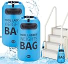 Heavy Duty Pool Ladder Weights - 50lbs Sand Fillable Universal Sand Bags Step Anchors, 500D PVC Waterproof Tear-Resistance Foldable Sandbags for Above Ground Swimming Pools Stair Entry Systems, 2 Pack