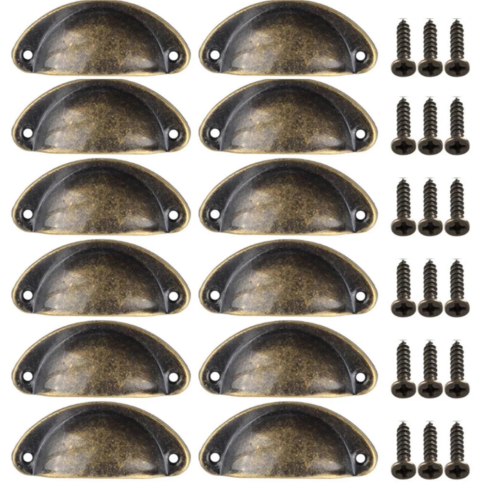 ZHSOAO 12 Pcs Drawer Handle Accessories Retro Semicircle Shell Tin Sheet Antique for Cabinet Cupboard(Color 1)