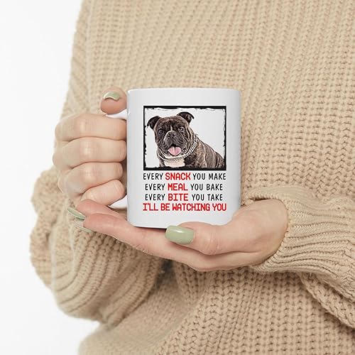 Miniatura 3 de Lovesout Every Snack You Make Every Meal You Bake Brindle American Bully Taza de café de cerámica blanca, 11 onzas